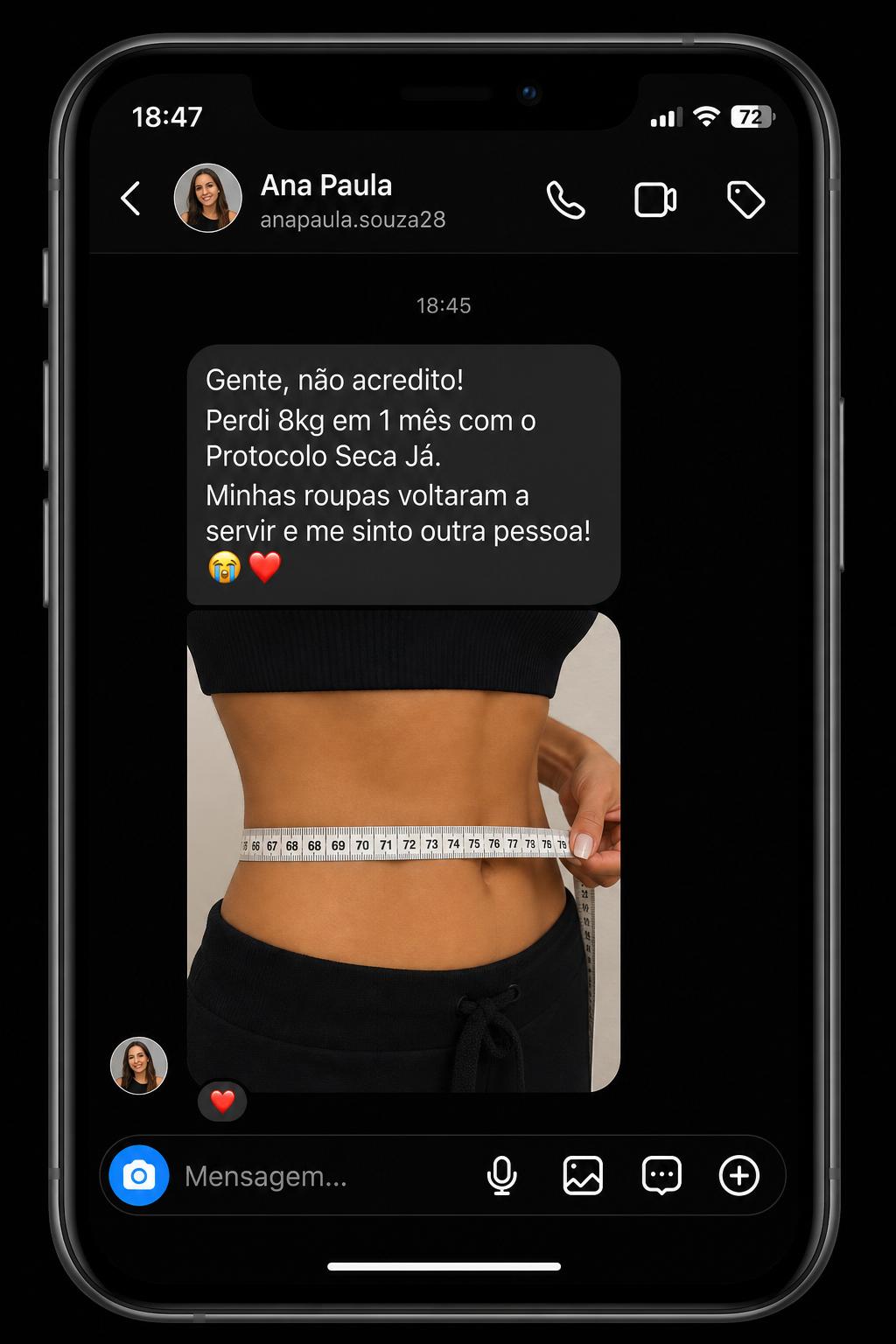 Print do depoimento de Ana Paula no Instagram