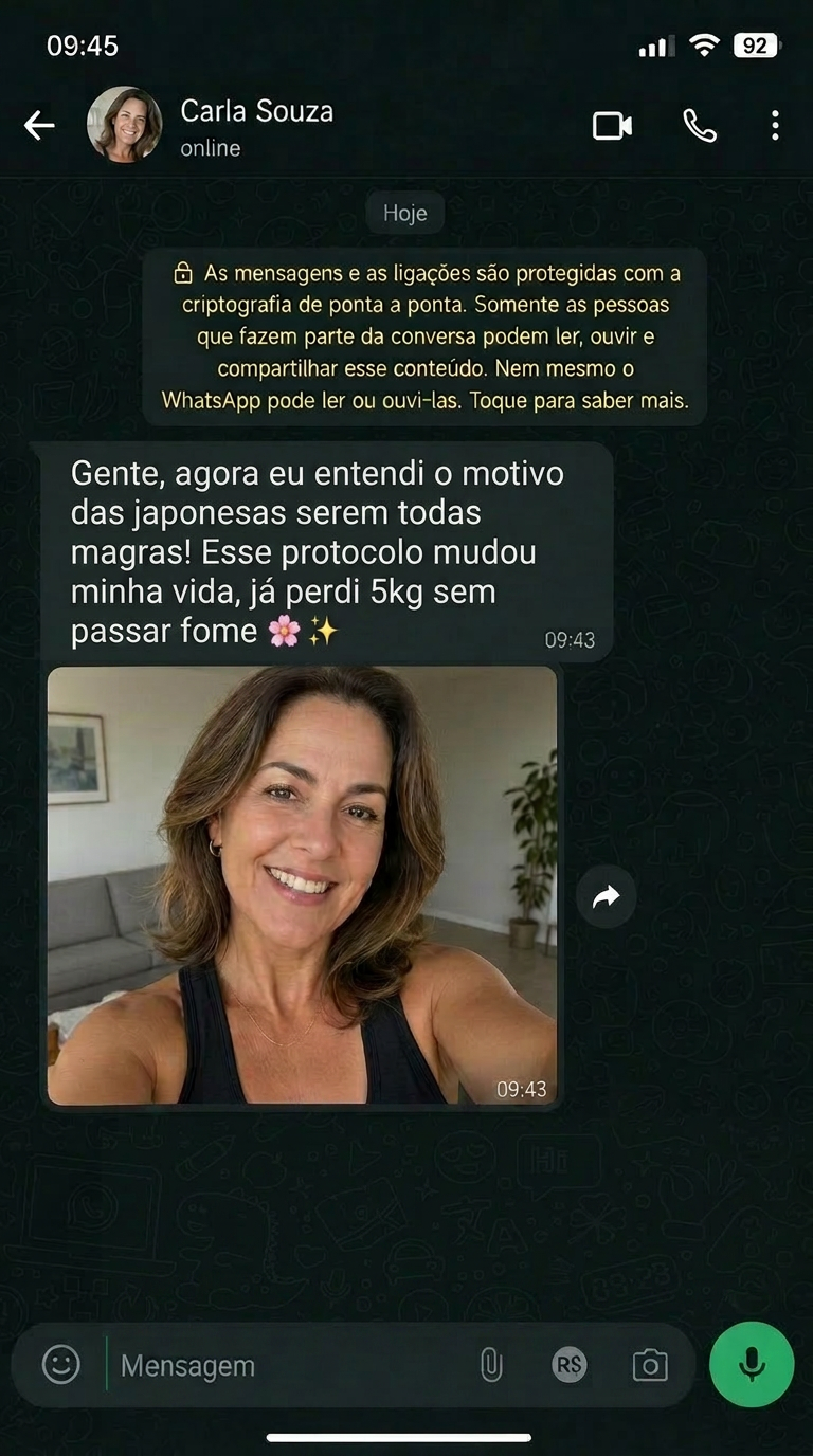 Print do depoimento de Carla no WhatsApp